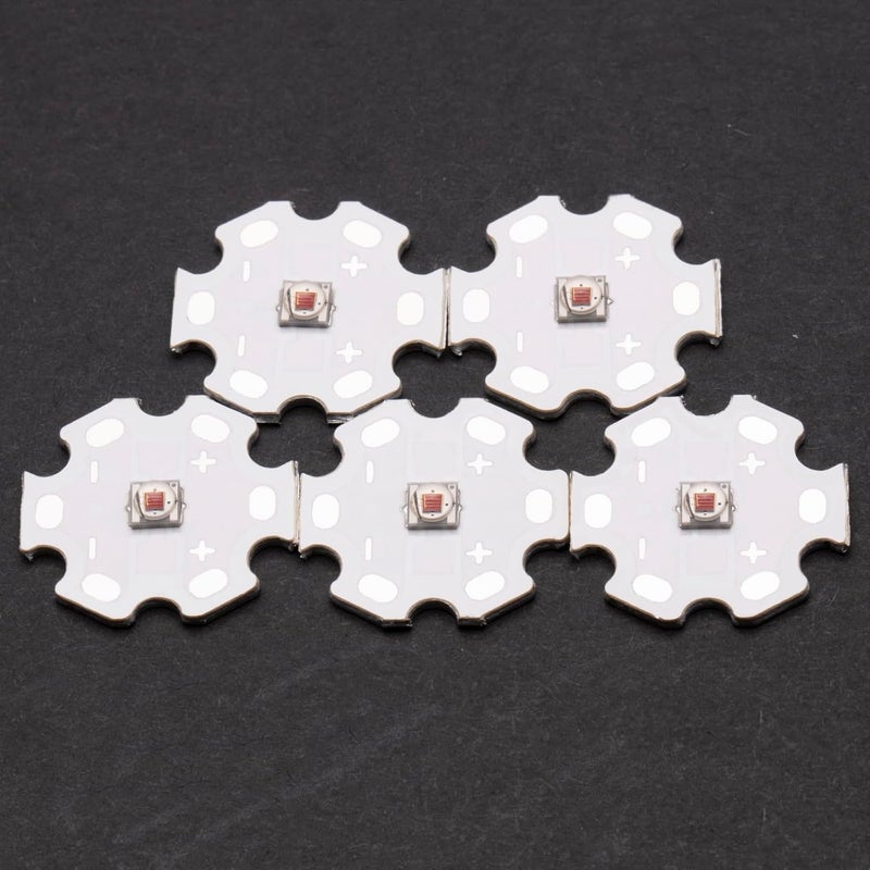 LEDGUHON 5Pcs 3W Red Super Bright Intensity 3535 SMD High Power LED Chip with Aluminum Plate 20mm Star PCB Base Heat Sink for LED Stage Lights(120deg,Red 680nm-685nm,DC 2.0-2.2V,700mA) - Image 3